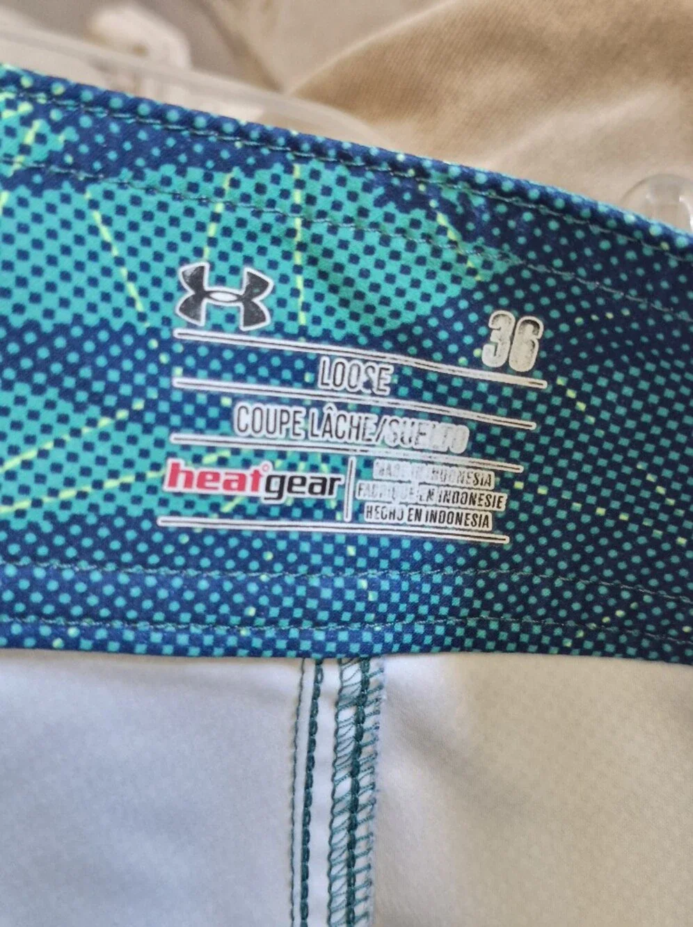 Under Armour Men’s Teal Camo Swim Trunks Size 36